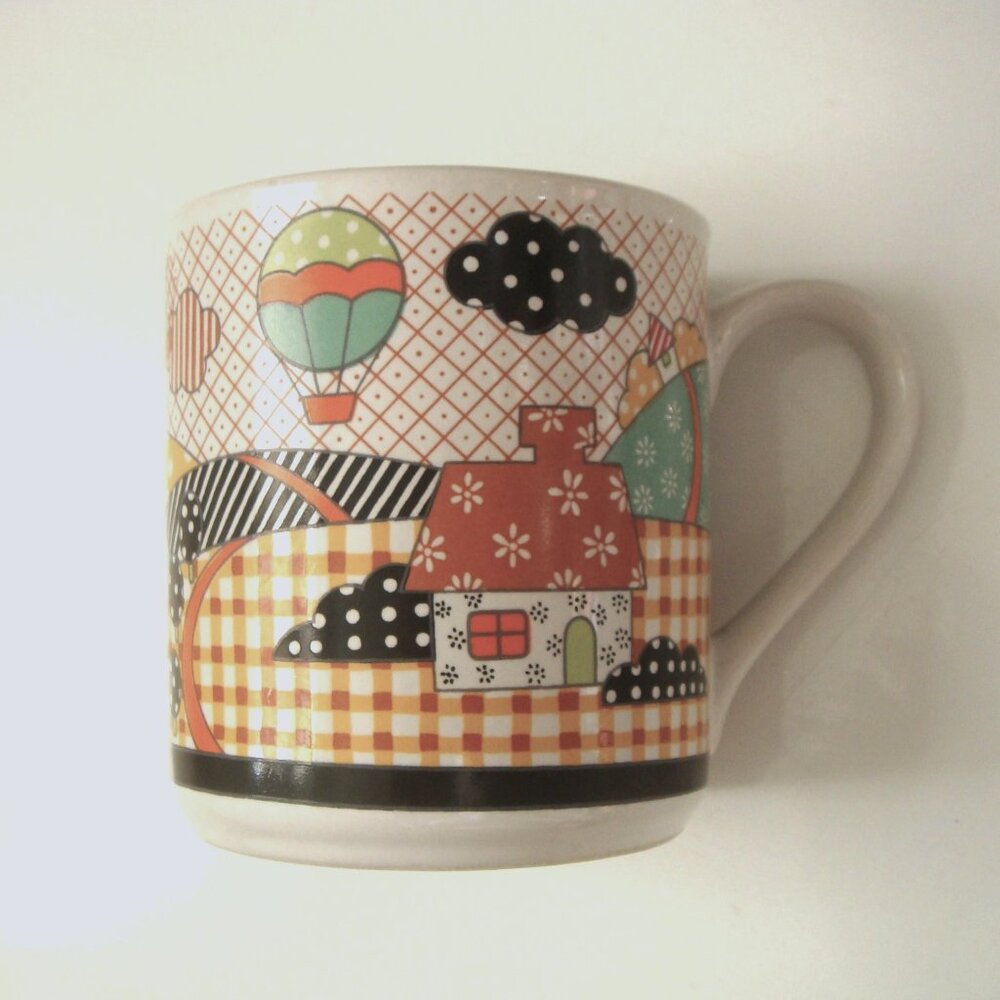 Cheery Patchwork Pattern Country Landscape Mug - Picture 7 of 10